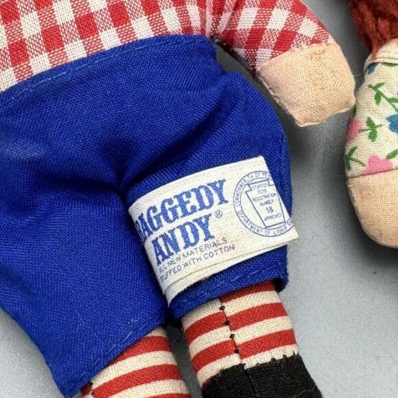 Vtg Knickerbocker Raggedy Andy and Raggedy Anne 6.5” Dolls Cloth Rag Doll Toys - Picture 4 of 12